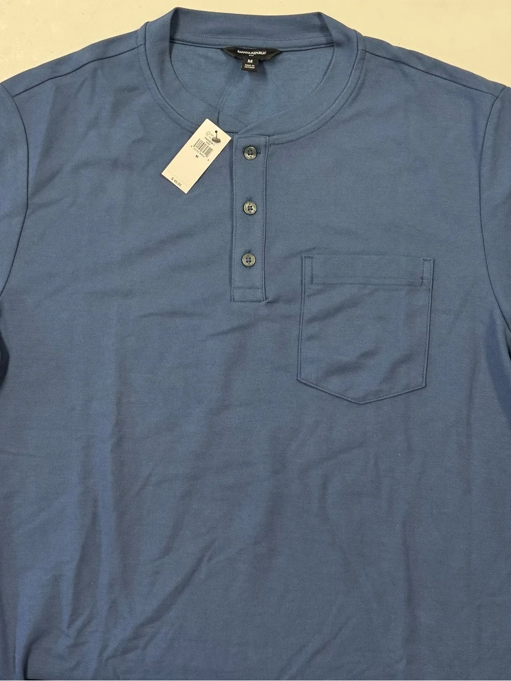 Banana Republic Short-Sleeve Henley with Chest Pocket - Blue